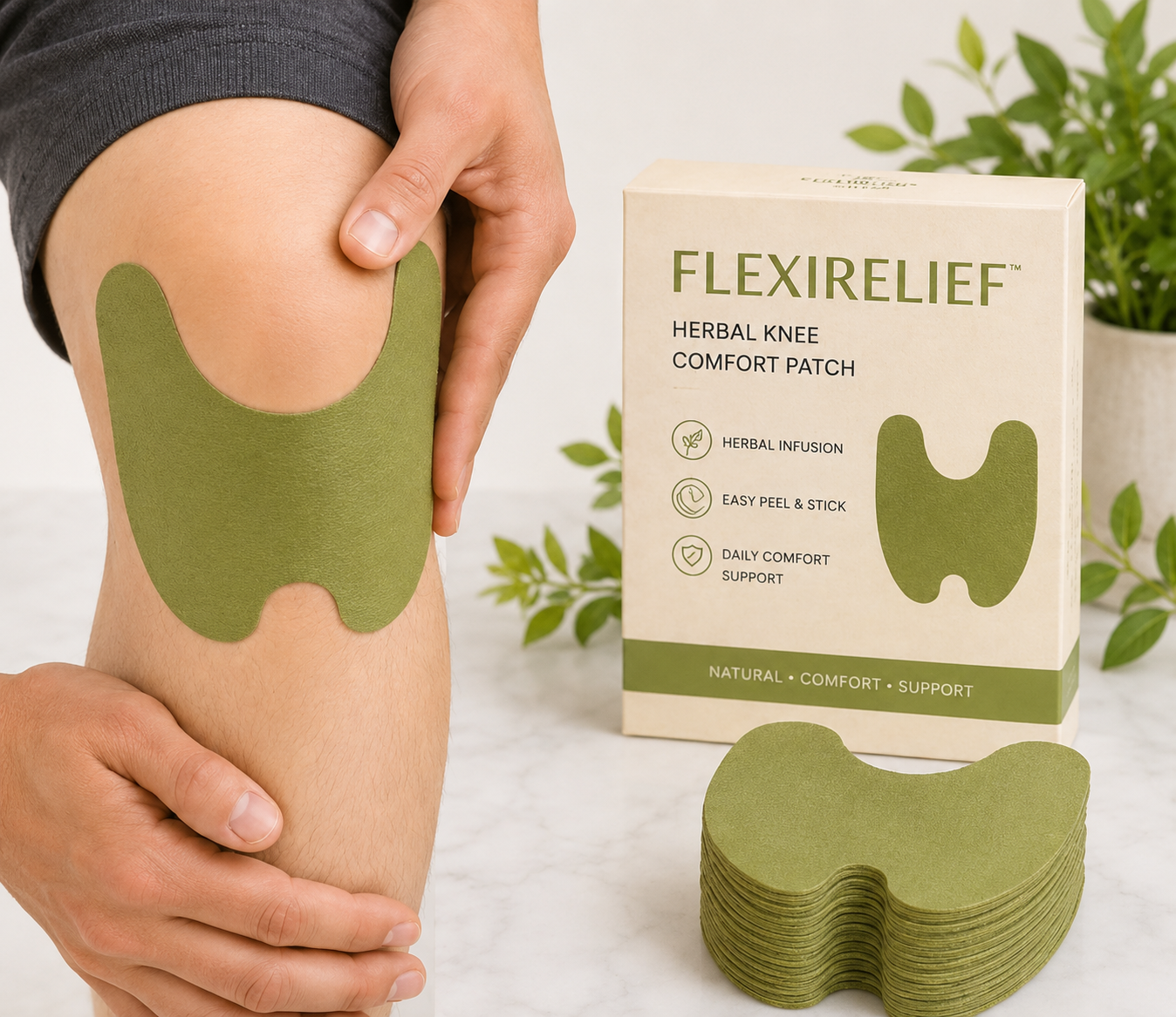 FlexiRelief™ – Herbal Knee Comfort Patches